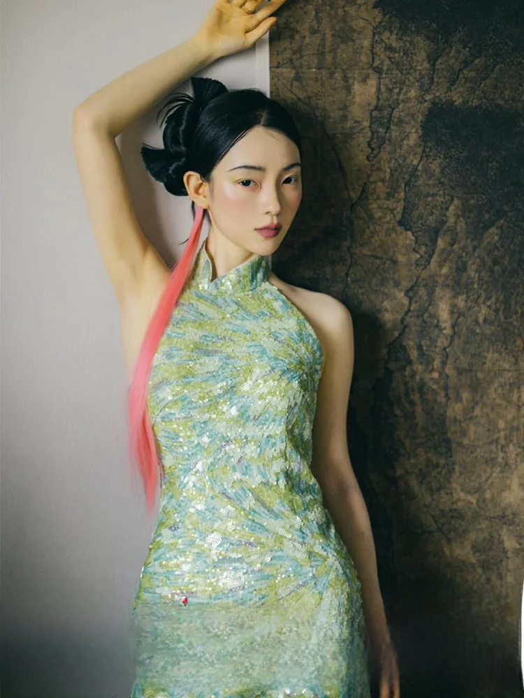 

Элегантное китайское свадебное платье-ципао с драпировкой, обновленное, для помолвки и свадьбы, класса люкс