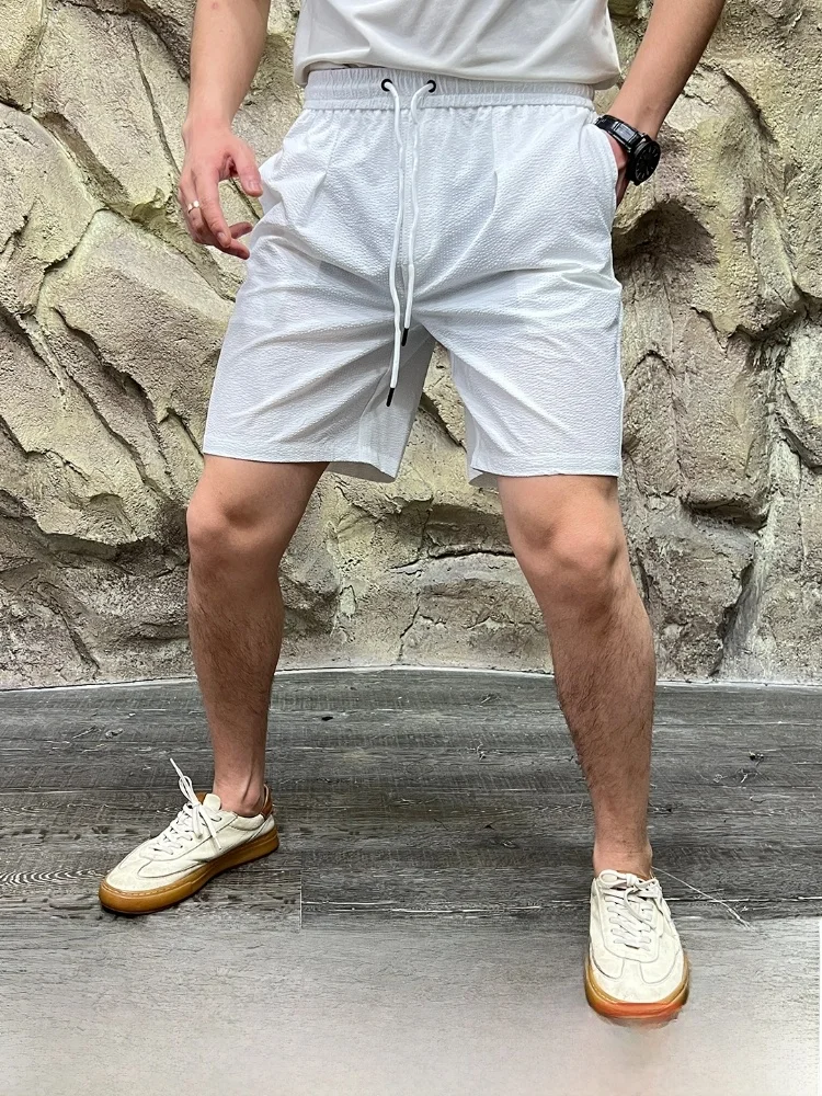 

Line Cool Feeling Bubble Fabric Men's Qui Dry Casual Loose Sport orts Summer Straight Leg Zipper mid Waist