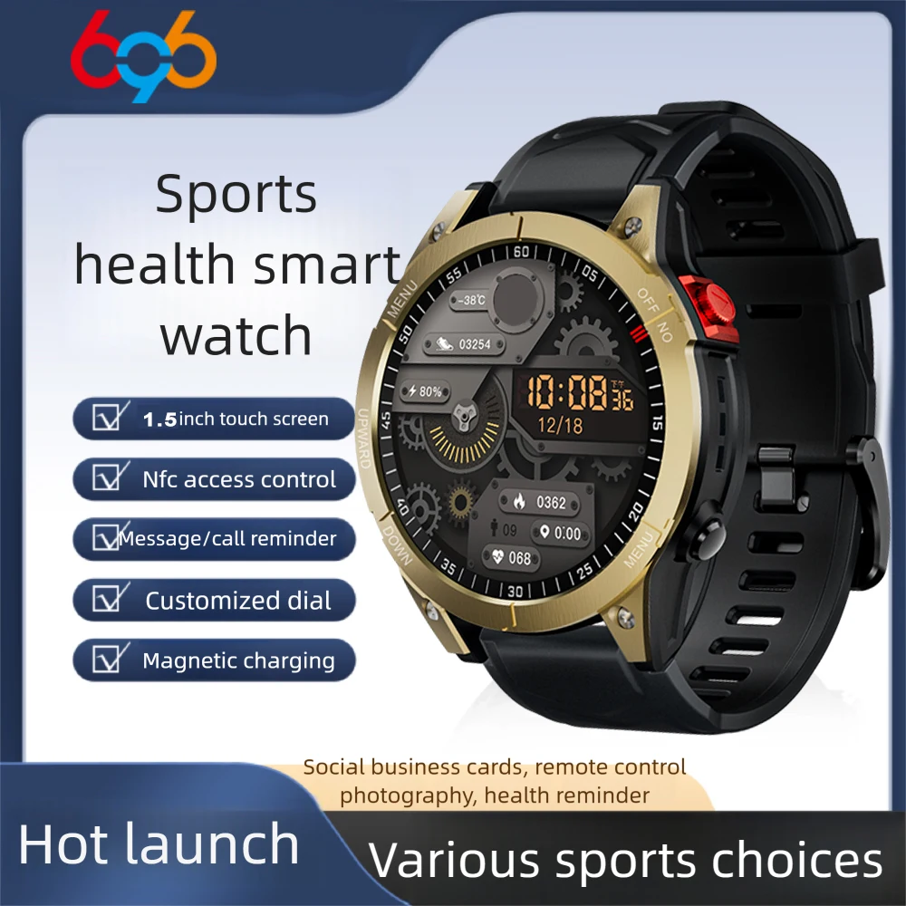 

Blue Tooth Call Smart Watch NFC Voice Assistant Combination Lock Heart Rate Smartwatch Music Waterproof Weather Sleep Monitoring