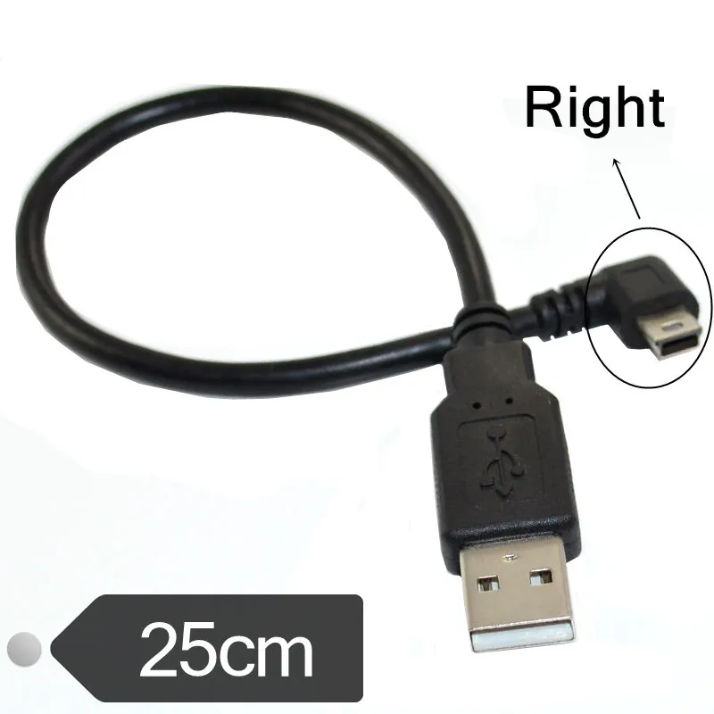 USB 2.0 to Mini USB Data Sync Cable 90 Degree Angled Elbow 5 Pin B Male to Male Charge Charging Cord for Camera MP3 MP4