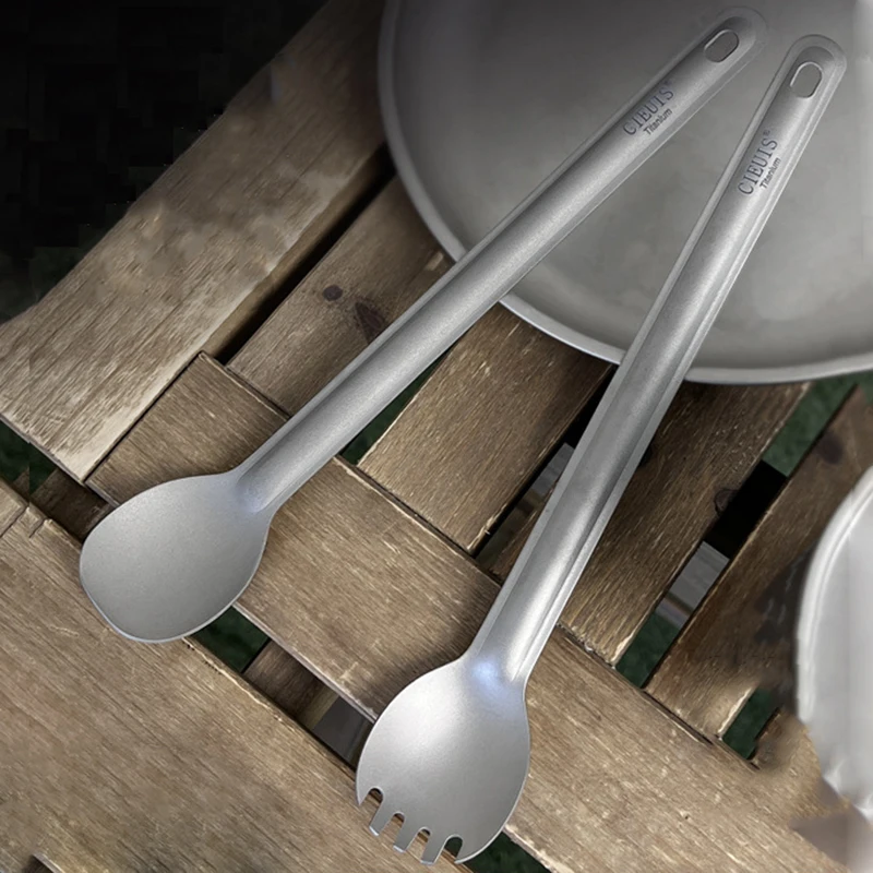 

19g Titanium Long Handle Spoon - Minimalist Camping Cutlery for Hiking, Survival Gear & EDC Essentials (Ultralight)