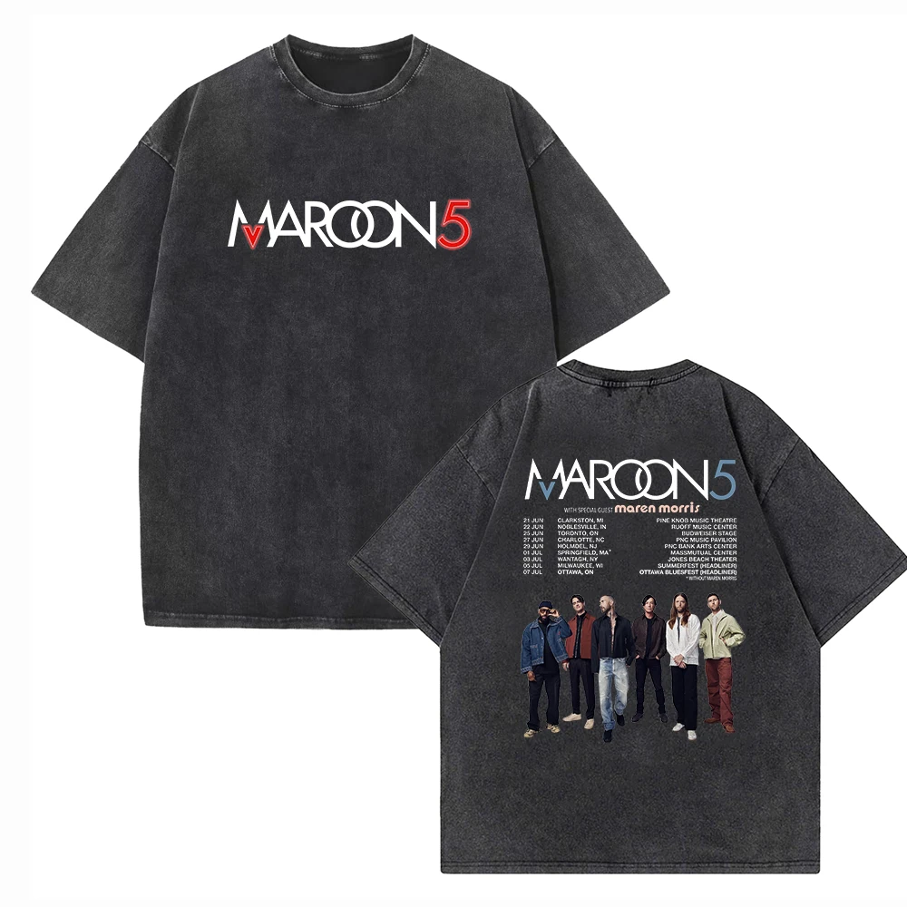 Maroon 5 Tour 2024 Vintage Harajuku Summer Unisex O-Neck Short Sleeve Cotton T-Shirts