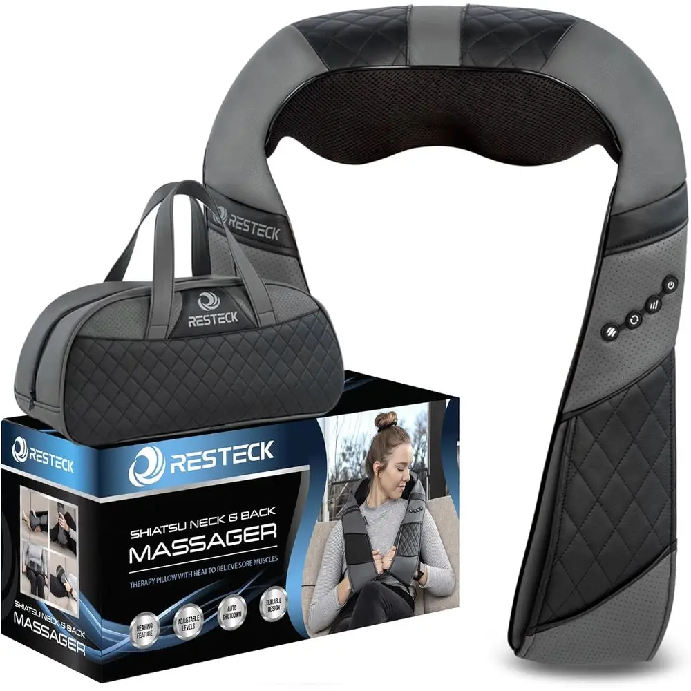 

Deep Tissue 3D Kneading Massage Pillow with Heat for Neck, Shoulder, Back, Legs - Portable Muscle Pain Relief for Home and Car