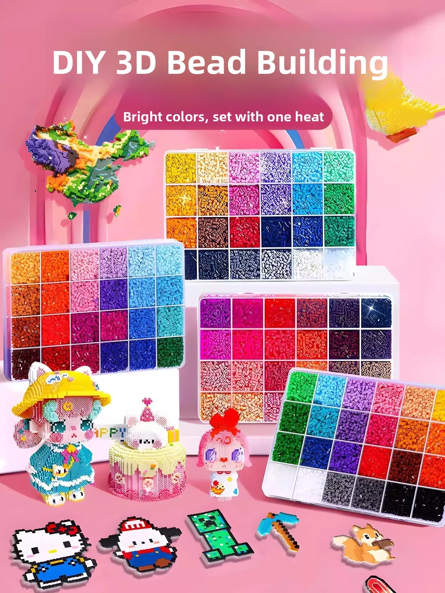 

Full Color DIY Bean Art Kit Handmade Creative Stamping Tool Ironing Paper Set Complete Professional Grade Non-Removable Cartoon