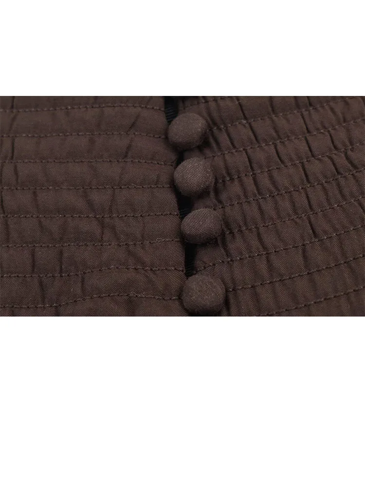 

HH Women's Fashion Solid Elastic Waist Asymmetrical Pleated Decoration Long Skirt Woman High Waist Casual Street Style Skirt