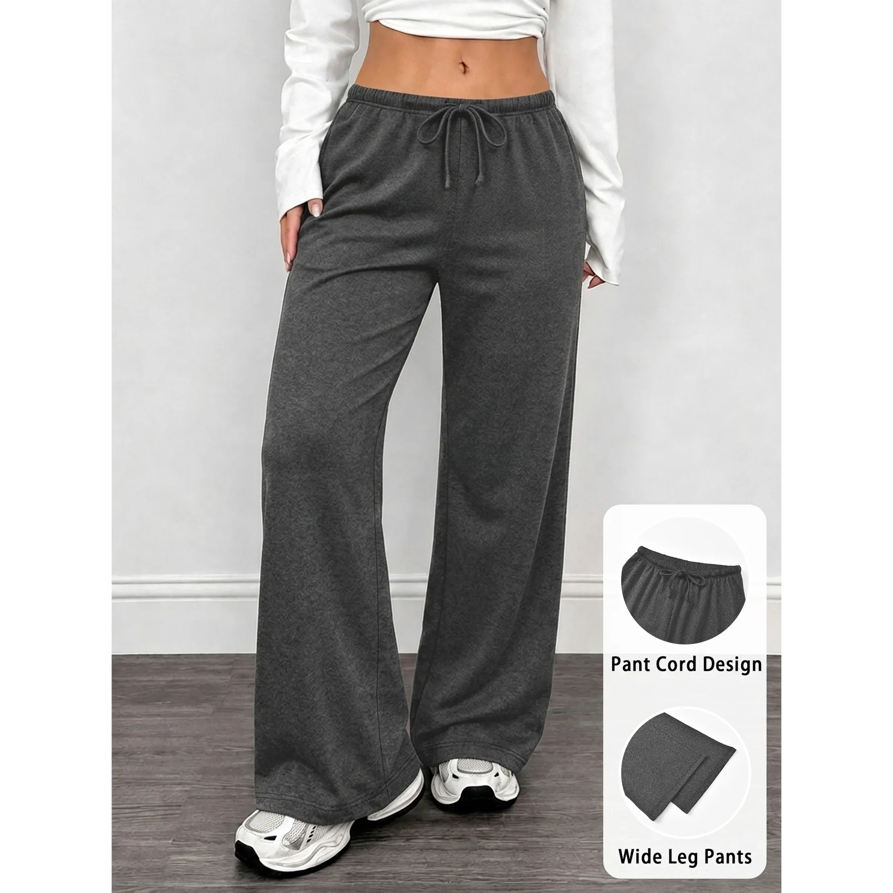 Superweiche Damen-Jogginghose mit Kordelzug, Gerade Geschnittene Trainingshose für Yoga, Laufen & Fitness – Detail 2