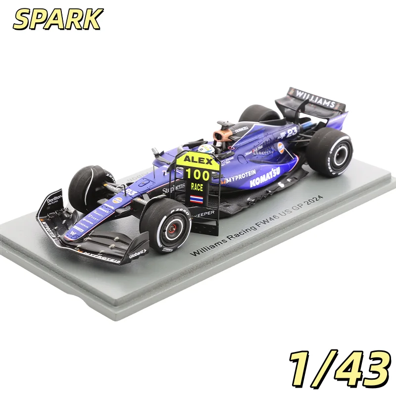 스파크 1/43 윌리엄스 FW46 알본 아메리칸 그랑프리 2024 시뮬레이션 레진 자동차 모델, 소년 장난감, 성인 수집용 장식품.
