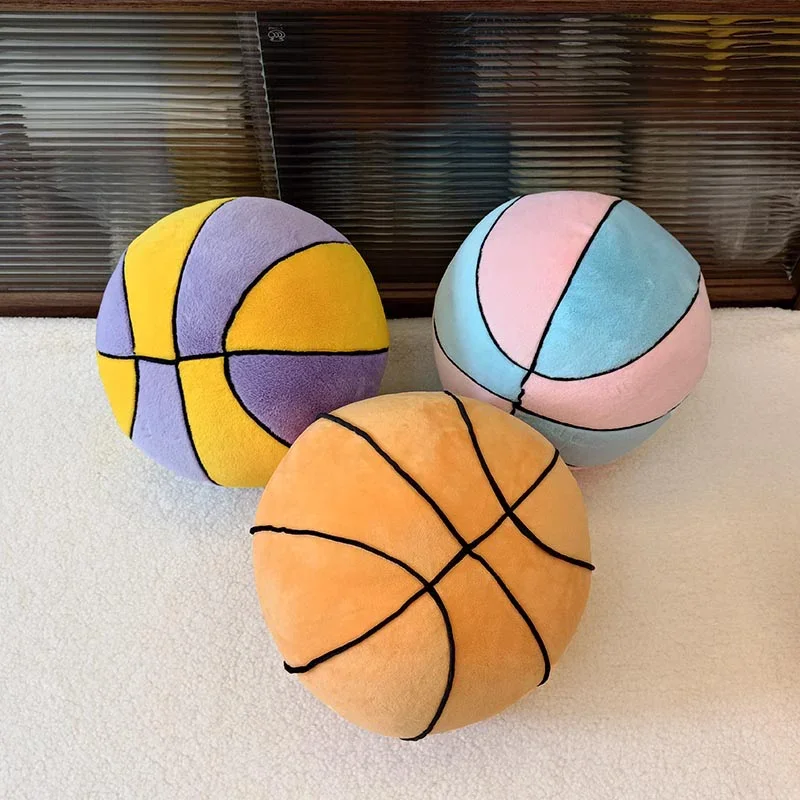 Simulation Basketball Plush Toy Cartoon Stuffed Soft Basketball Plushies Throw Pillow Doll Anime Soft Kids Toys for Boys Gifts