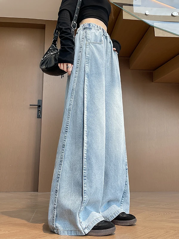 

Casual Straight Leg Jeans Women's Spring Summer New Loose Wide Leg Pants High Waist Cotton Trousers Fashionable Label Cut