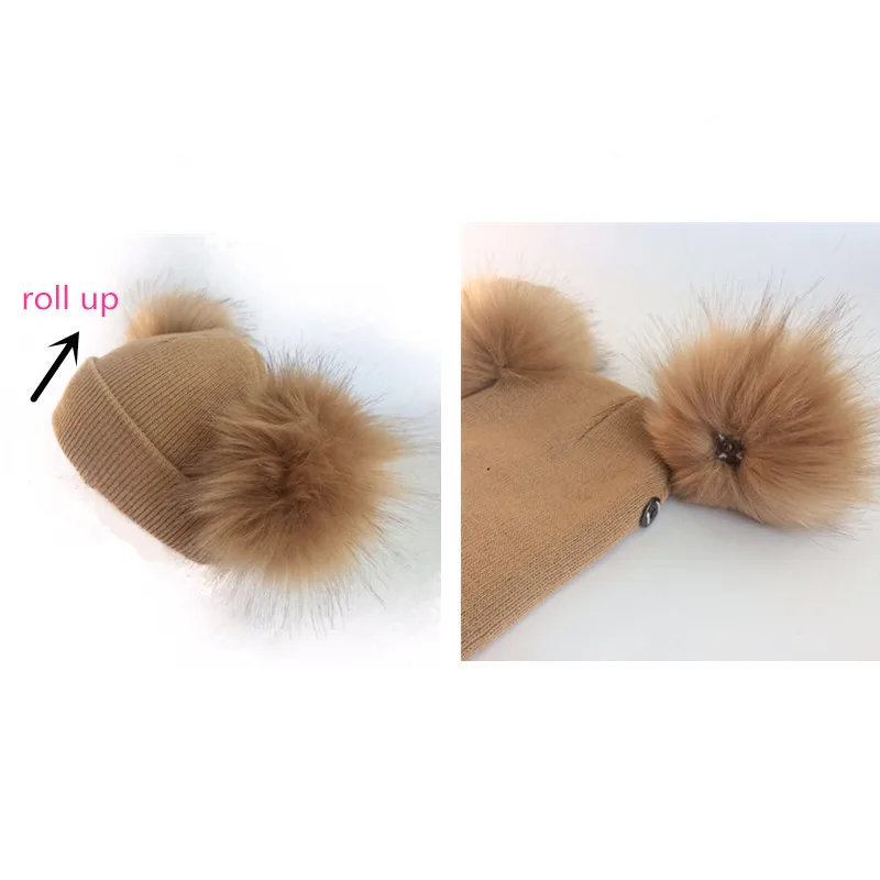 Berretto per le orecchie berretto invernale per bambini neonato cappello in lana sintetica per bambini berretto con due doppi pom pom ear per