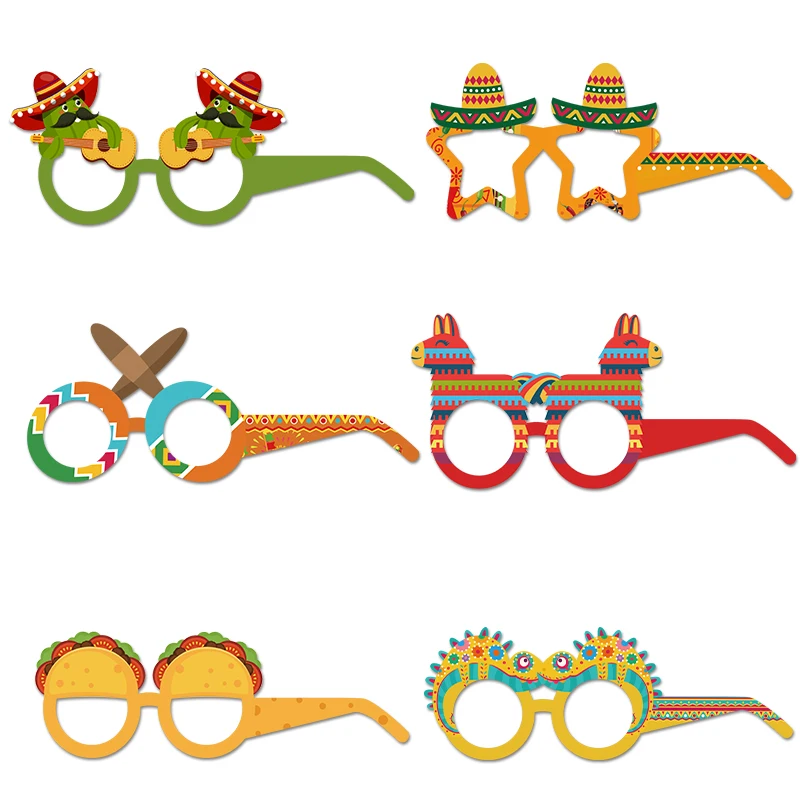 1set Mexican Theme Decorations Headbands Glasses Party Fiesta Eyeglasses Cinco De Mayo Photo Props Party Decor DIY Supplies