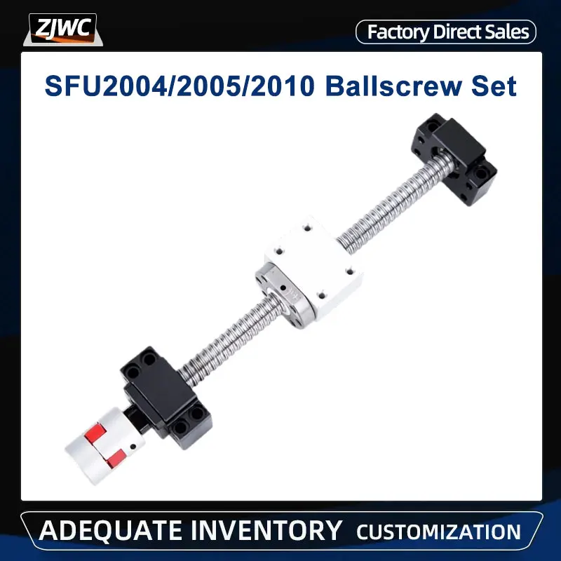 

CNC Ball Screw Nut 20mm RM2005 SFU2005/2004/2010 BallScrew 100-1450mm With BKBF15 End Machining+BallScrew Nut+Supporter+Coupling