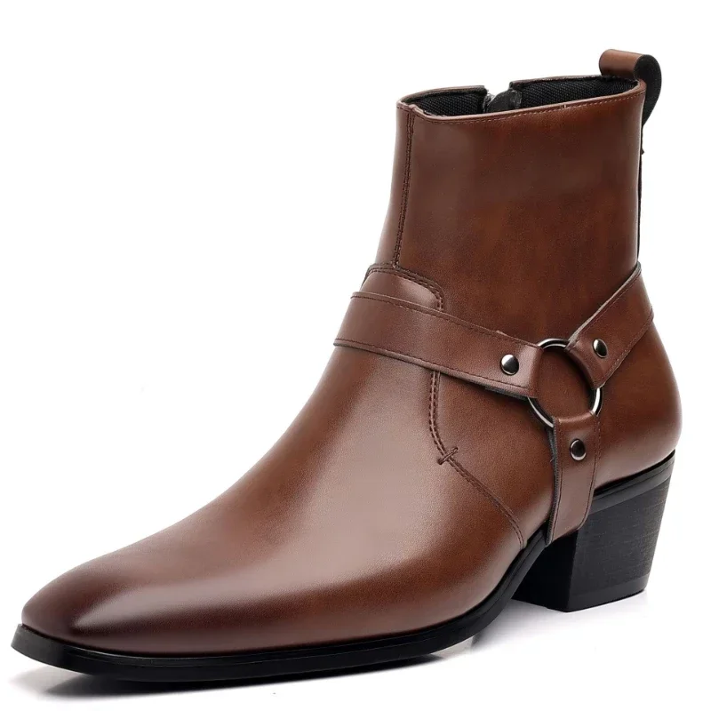 Botas de hombre de diseñador de moda, botas Chelsea de lujo de alta calidad, botas de vaquero para hombre, zapatos de vestir de oficina de boda con cremallera negra y marrón para hombre