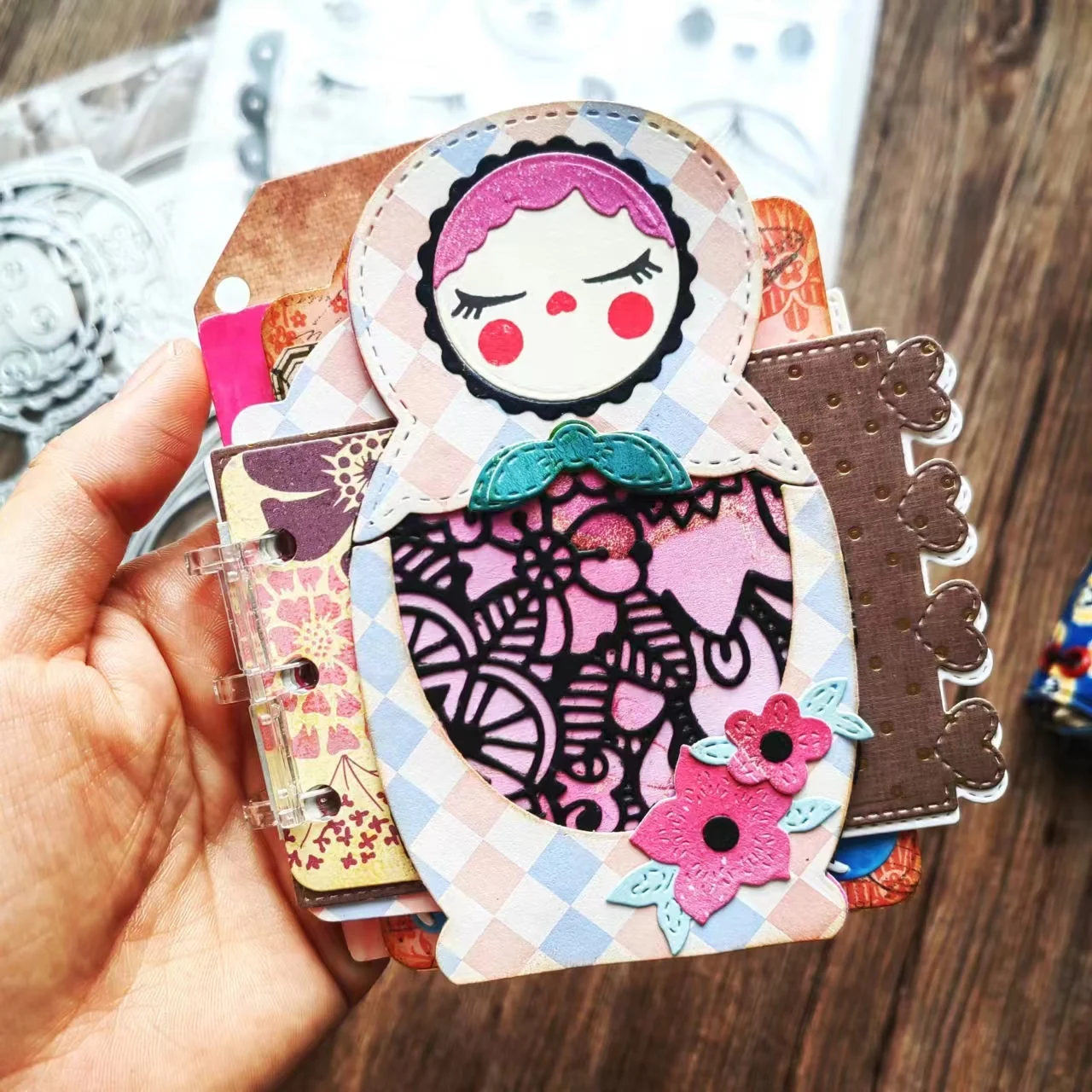 【GOGOCRAFT】JM023 Russian Dolls -Cutting Dies and Stamp Set for JunkJournal Scrapbooking PaperDIY Original Designs