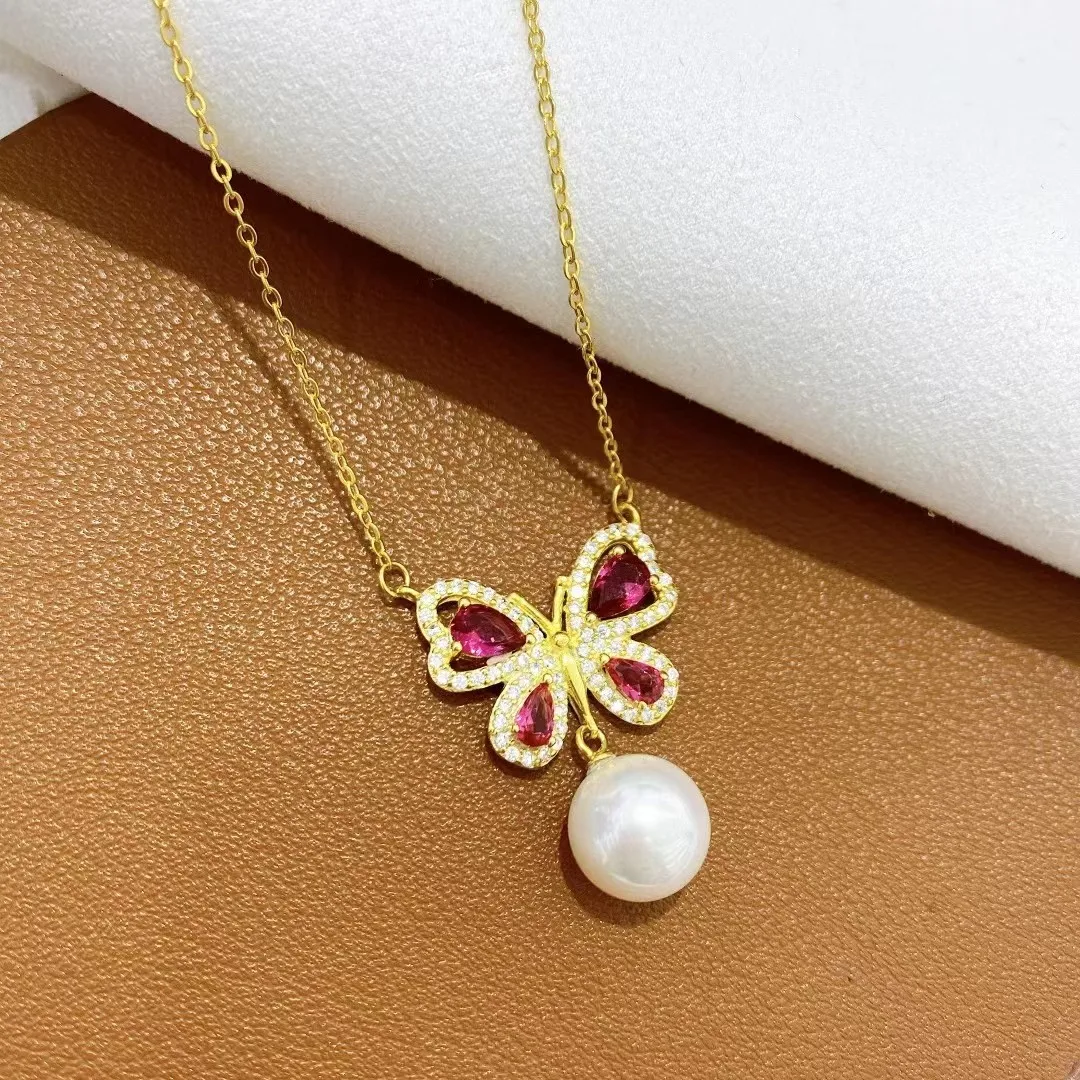 

MJ Pure 925 Sterling Silver Round 9-10mm Fresh Water White Pearls Pendants Necklaces for Women Fine Gifts