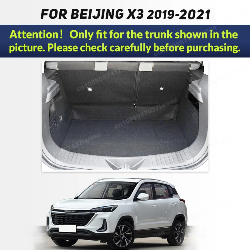 Auto Full Coverage Trunk Mat For BEIJING-X3 2019 2020 2021 Leather Car Boot Cover Pad Cargo Liner Interior Accessories