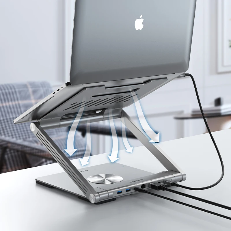 حامل لرسو السفن للكمبيوتر المحمول CABLETIME 6 في 1 USB C Hub 360 °   دوران 4K60 هرتز RJ45 PD 100W HDMI Port لأجهزة الكمبيوتر المحمول MacBook Pro Dell HP