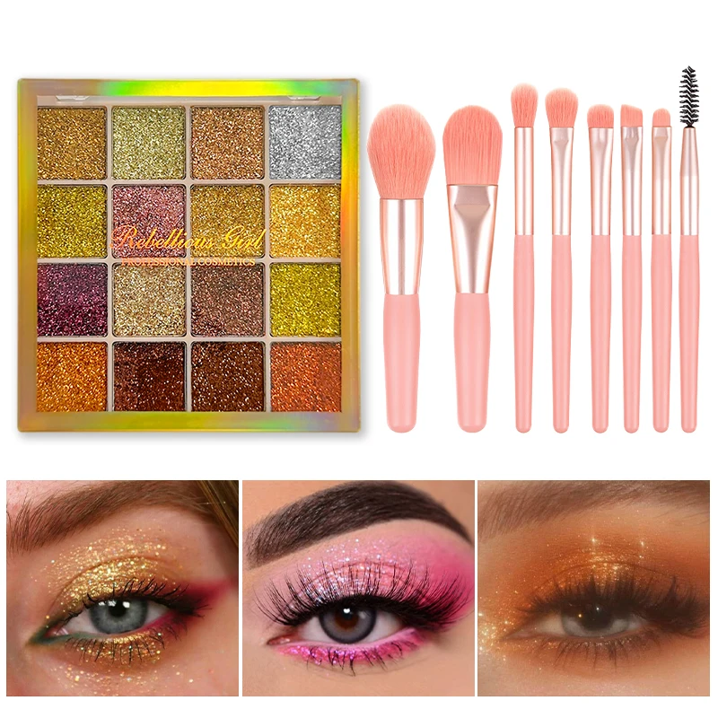 16color Eyeshadow Palette Shiny Golden Pearly Matte Glitter Eyeshadow Multicolor Matte Eye Shadow Long-lasting Eye Party Make Up