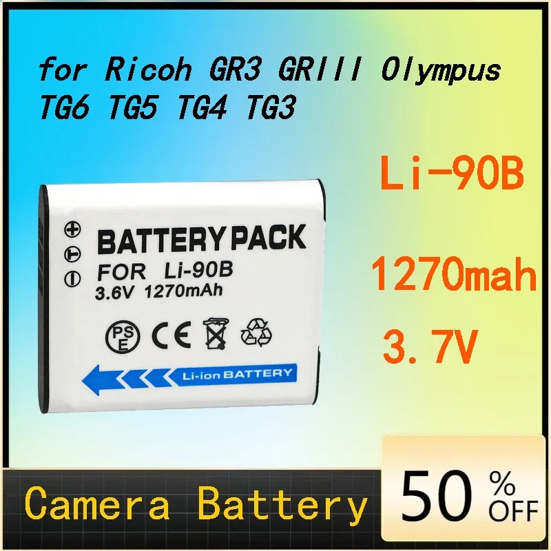 

1270mAh DB-110 Battery for Ricoh GR3 GRIII, Olympus TG6 TG5 TG4 TG3, Replacement for LI-90B LI-92B Rechargeable Camera Battery