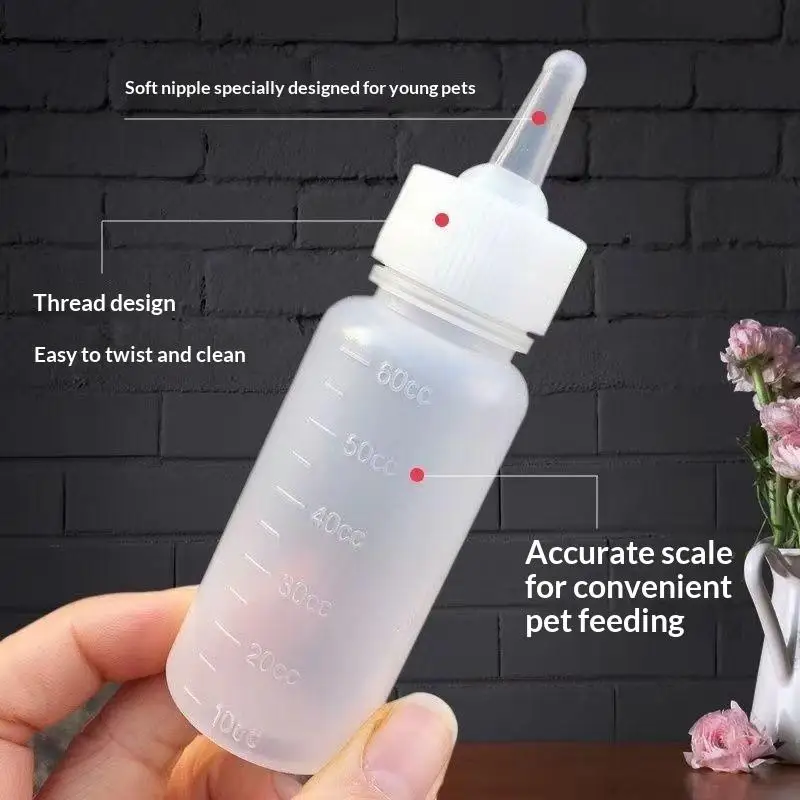 1 Stück 60/100ml Fütterungswerkzeug für Kleintiere Mini-Nippel-Ersatz Katzen-Neugeborenen-Milchflasche Haustier-Pflegeflasche Tierfütterungsflaschen-Set – Detail 10