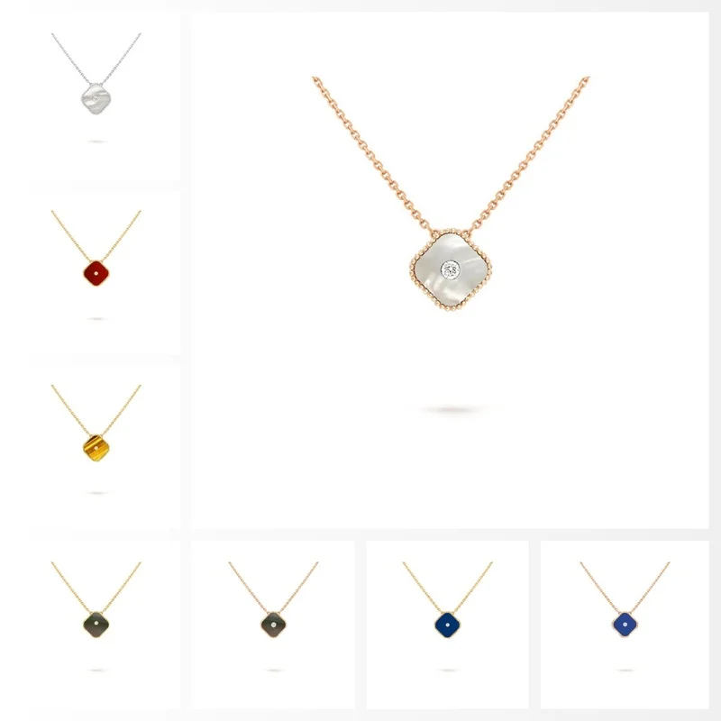 2026 New High-Quality Enamel Shell Zircon Clover Necklace 925 Silver Necklace Man And Women Elegant Jewelry Gift