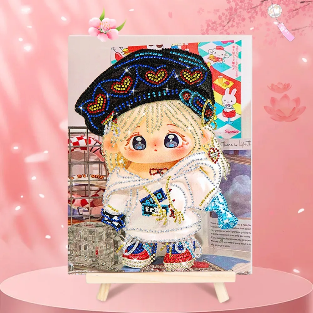 Boneca de pelúcia padrão algodão boneca pintura diamante mosaico colorido diy kit pintura diamante criativo kawaii