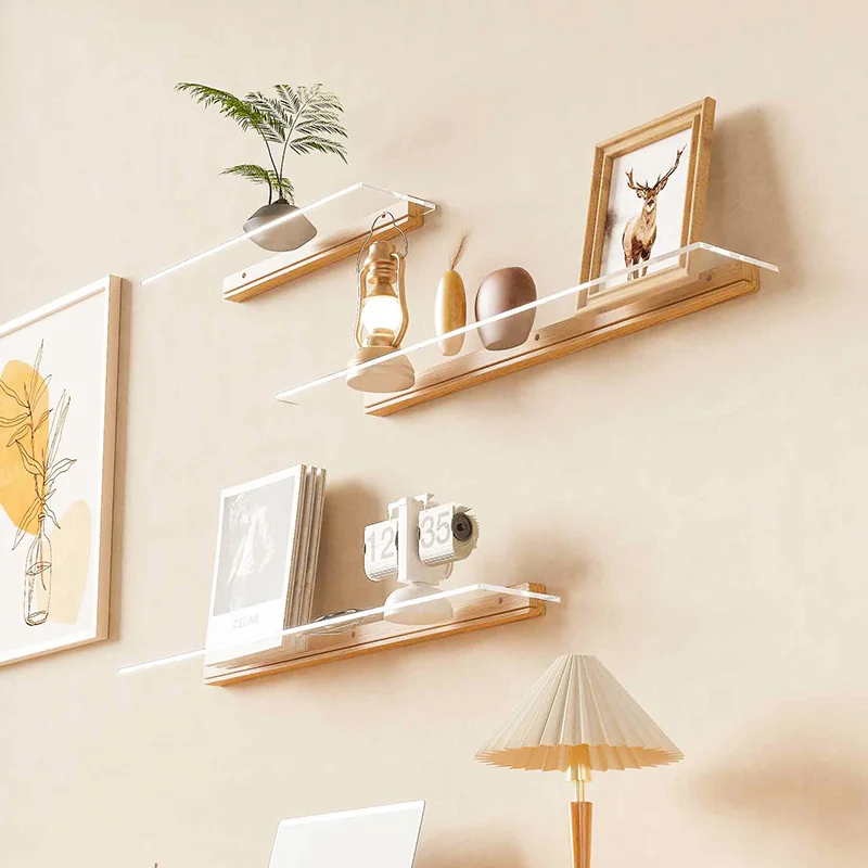 

Acrylic custom wall rack dining table wall decorative shelf TV sofa solid wood word baffle