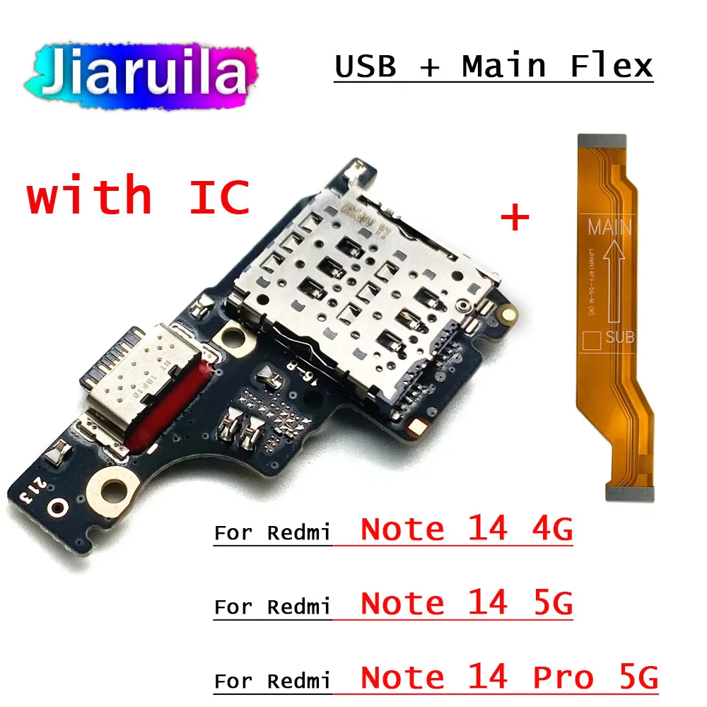 10pcs Charging Dock Flex Cable For Xiaomi Redmi Note 14 Pro 5G Note 14 5G 4G USB Charger Connector Port