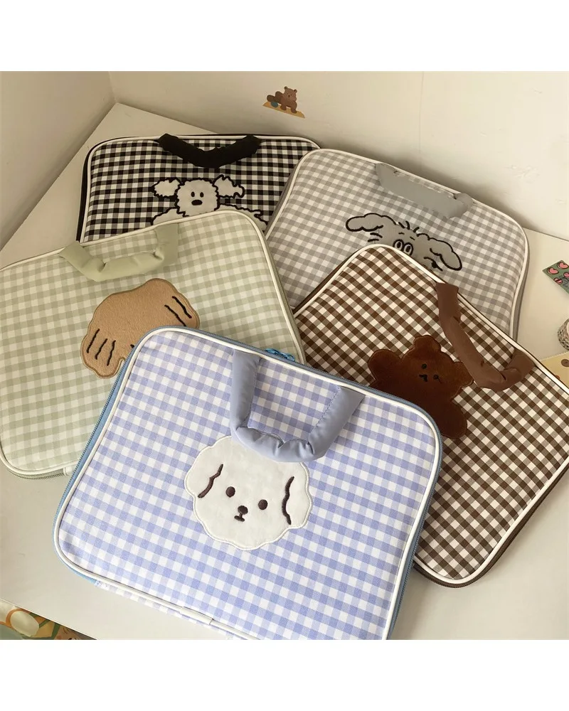 

Checkerboard Cartoon Laptop Storage Bag Ins Style Soft Liner Case For 11 Inch 13 Inch Notebook