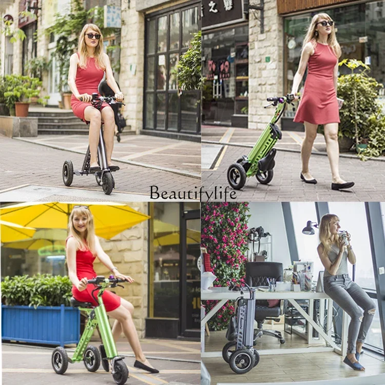 yj5 *light folding electric vehicle adult lithium battery bicycle portable electric tricycle men's and women's small battery car