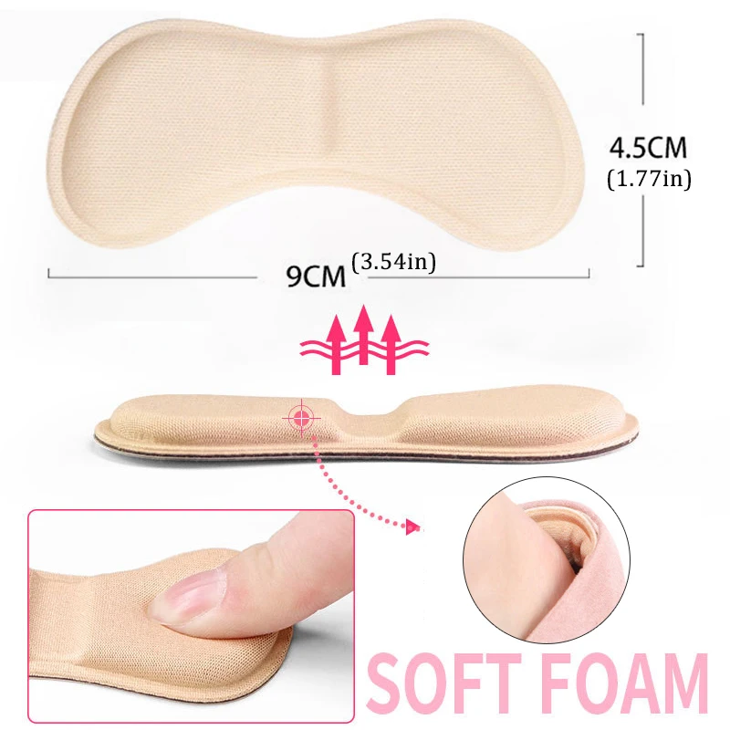 5 Pairs Heel Insoles Patch Insert Pain Relief Anti-wear Cushion Pads Feet Care Heel Protector Adhesive Back Sticker Shoes Insole