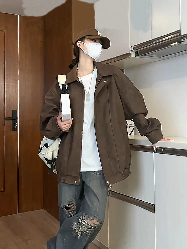 

Кожаная куртка Ce Au Lait для мужчин, бейсбольная куртка, ретро-стиль, американский байкерский стиль, осенняя, повседневная, свободного кроя