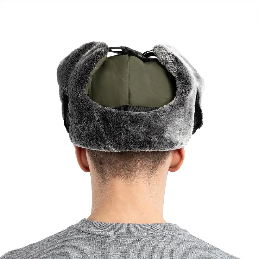 ZffXH Men's Trapper Hat Winter Faux Fur Bomber Ushanka Aviator Hunter Hat with Ear Flaps Elmer Fudd Hunting Trooper Hat