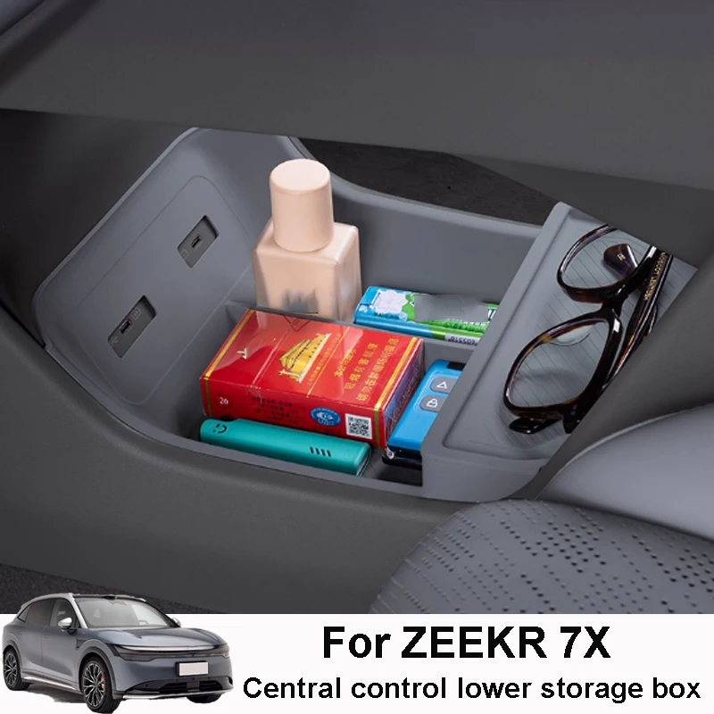 

For ZEEKR 7X 2025 2026 Car Central Control Lower Storage Box Silicone Material Decorative Interior Accessories