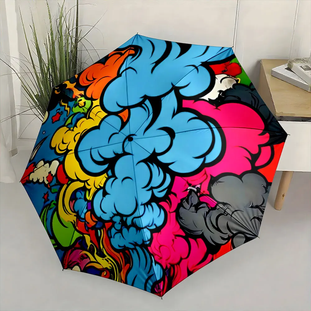 Colorful Abstract Pop Art Umbrella Design Compact Fashion Folding Umbrella for Daily Use, Christmas Gift
