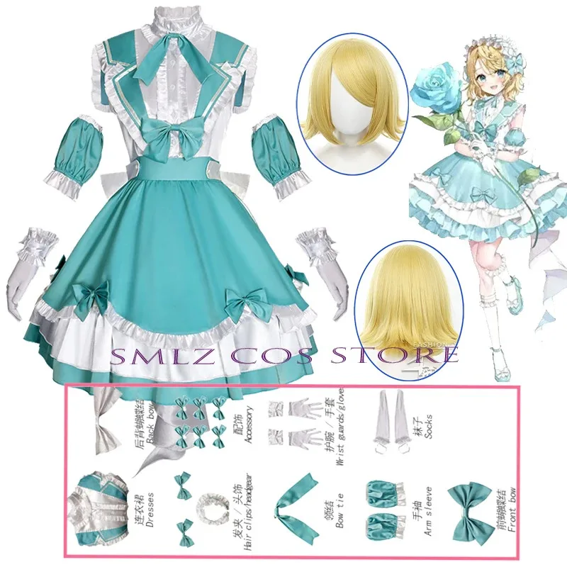 16th Rin Cosplay Anime Project Sekai disfraz Len Rin princesa uniforme vestido peluca traje fiesta de Halloween traje de juego para mujer chica
