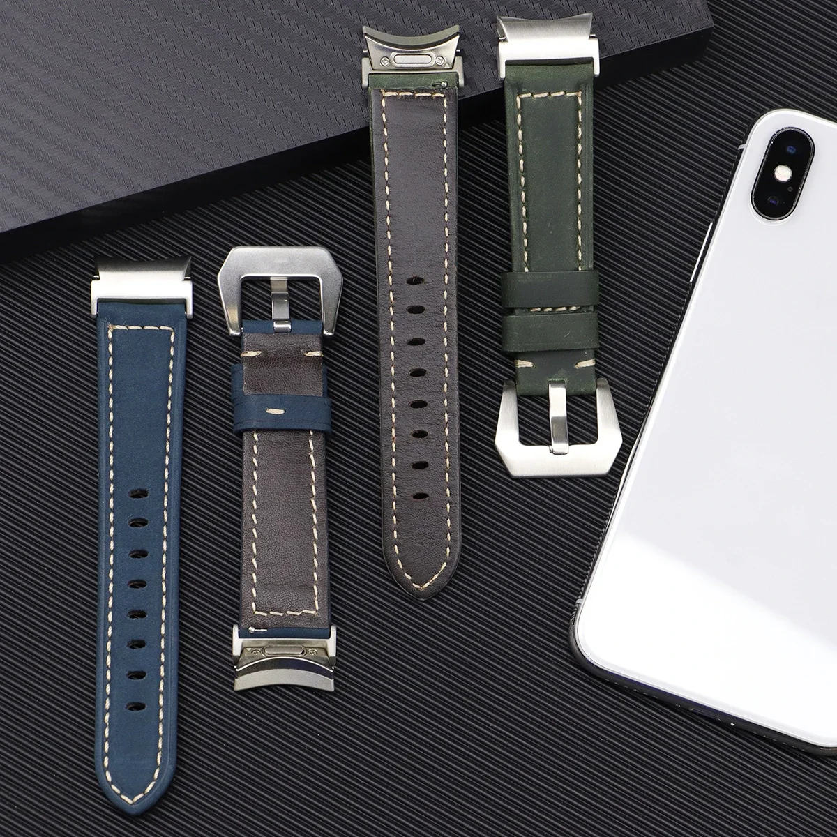 20mm Quick fit Leather Band for Samsung Galaxy Watch 6 5 4 40 44mm watch 5 pro 45mm for 6/4 classic 43 47mm 42 46mm 22mm Strap