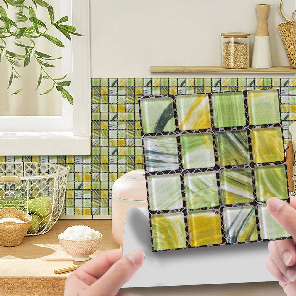 10/20 sztuk/zestaw DIY kuchnia naklejki łazienkowe wodoodporne samoprzylepne 3D płytki samoprzylepne podkładki naklejki ścienne mozaika kafelkowa naklejka Decor — zdjęcie 6