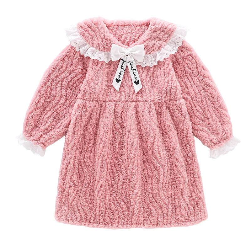 Kids Nightgowns Autumn Winter 2022 Flannel Thick Warm Girls Sleepwear Robe Teenage 12 13 14 Years Soft Pajamas Dress for Kids