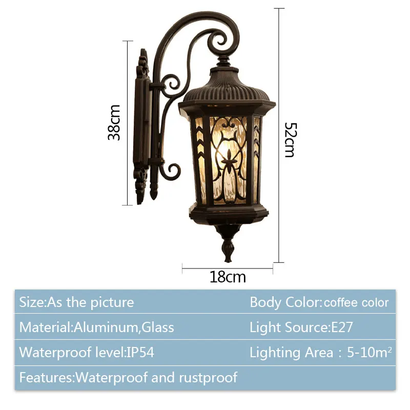 Imagem -06 - Lâmpada de Parede Exterior com Iluminação Noturna Led Luz de Varanda Retrô Luminárias Vintage para Casa Portão Pátio Jardim Luminária Impermeável Preto