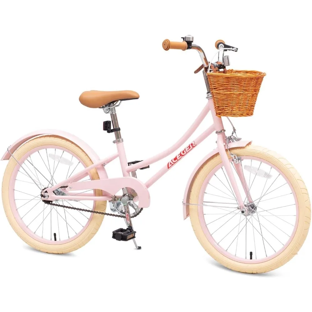 

Girls Bike with Basket, Kids Bicycle for 3-13 Years, Included Coaster Brake & Caliper Brake, 14 16 18 Inch