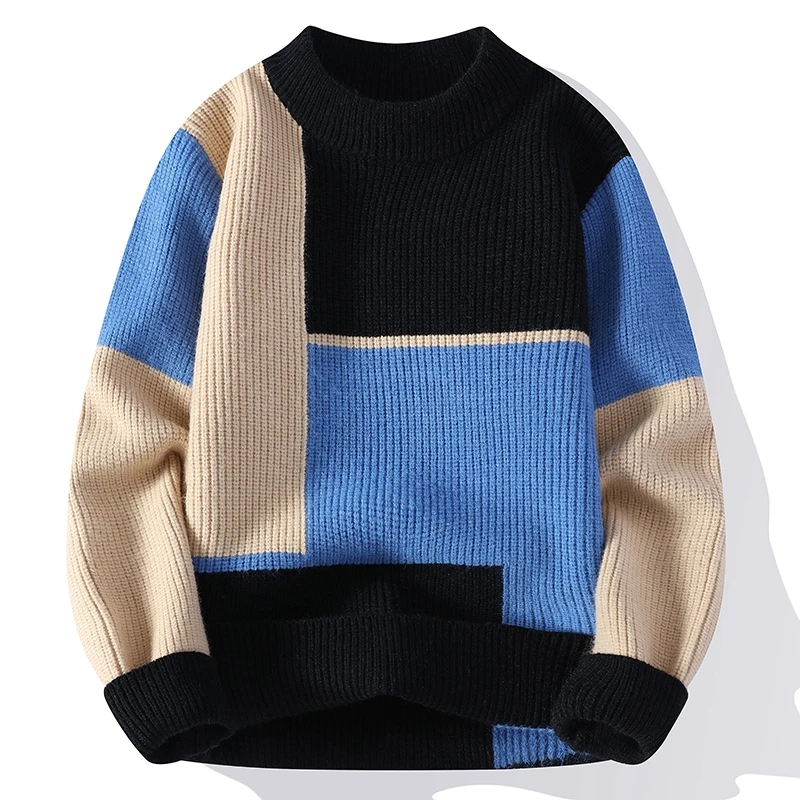 Color Matching Winter Knitted Sweater High-quality New Pullover Loose and Warm Thick Street Autumn Wool 2023 New