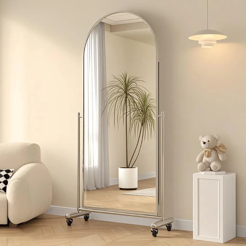 

Clothing store mirror stainless steel full-body full-length floor household movable large fitting mirror to