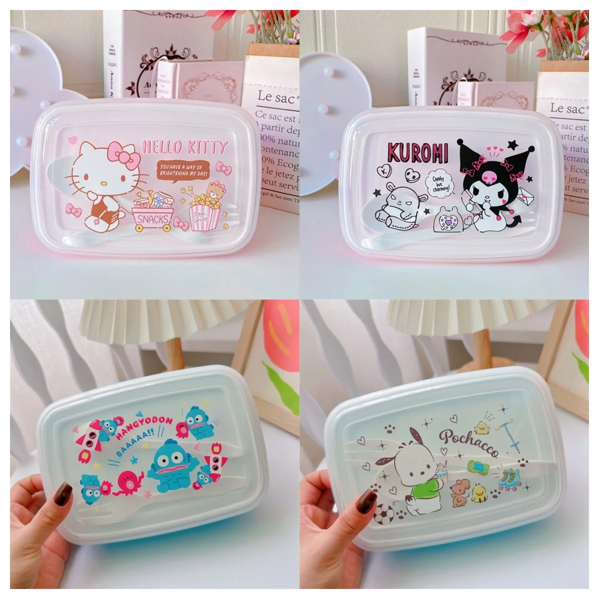 

New Sanrio Hello Kitty Lunch Box for Elementary School Students Lunch Box Fruit Preservation Box Microwave Heated Lunch Box