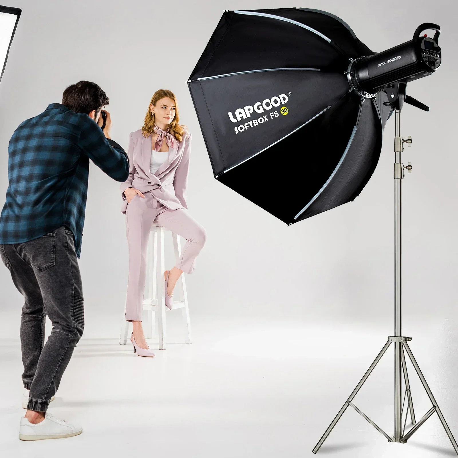 

LAPGOOD FS60/90Series 60cm 90cm Quick-Setup OctagonSoftbox Bowens Mount for Godox Aputure Sokani Studio LED Video Light
