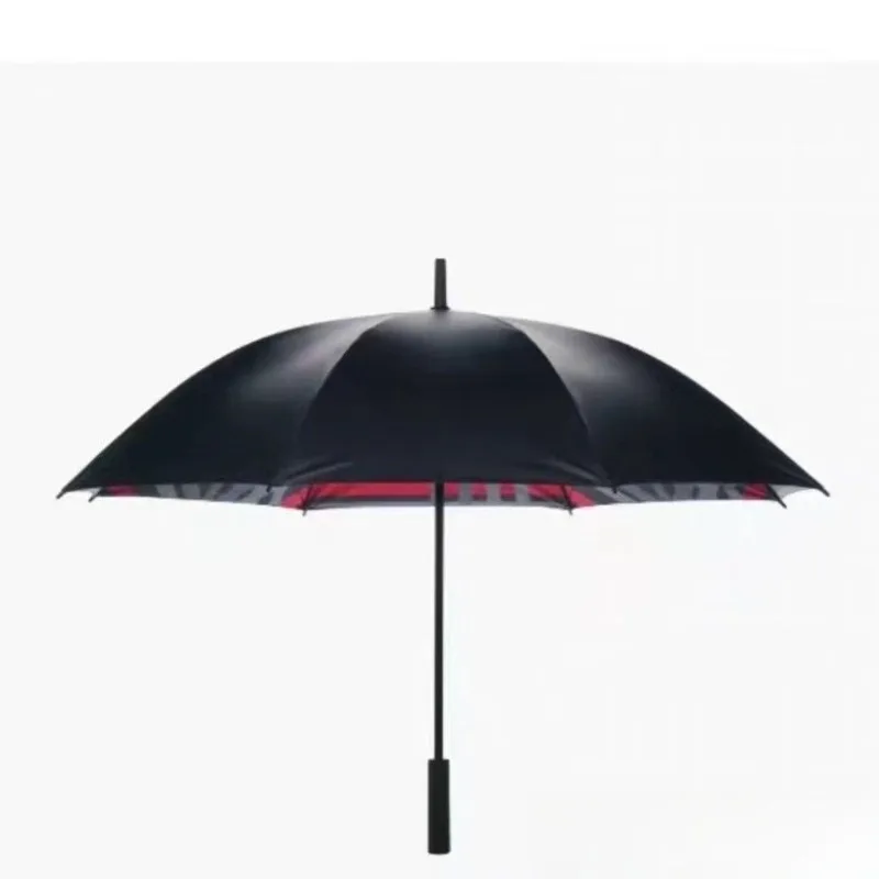 

For Tesla Long Handle Golf Umbrella Plaid Sunny Umbrella Black Vinyl Windproof Rainstorm-proof Business Advertising Umbrella