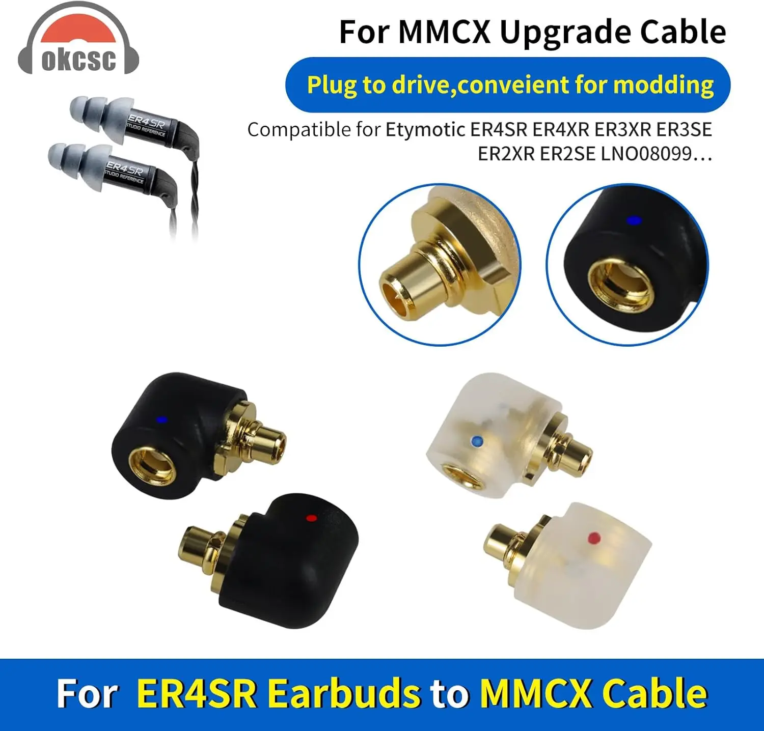 

Адаптер для гарнитуры okcsc серии ER Etymotic Series «папа» на MMCX «мама» дляymotic ER4 ER4SR ER4XR ER3XR ER3SE ER2XR ER2SE