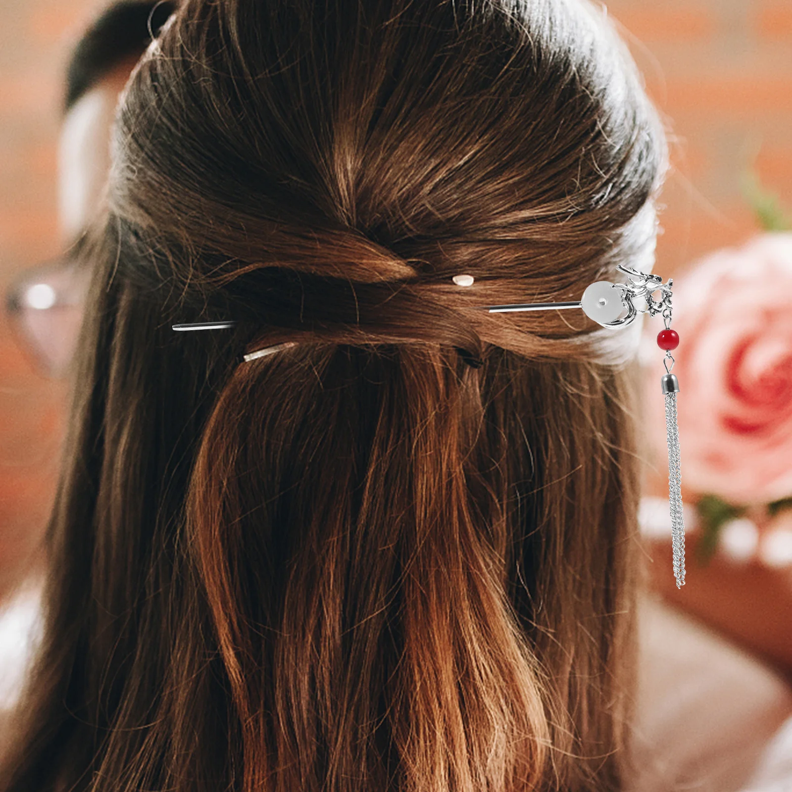 

Stick Tassel Decor Metal Hairpin For Women Long Hair Chignon Bun Styling Cosplay Wedding Party Accessories Hanfu