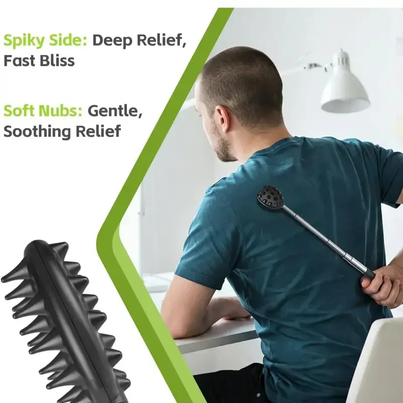 Back Scratcher Detachable Scratching Heads Silicone Massager Extendable Telescoping for Itches Lotion Application Spa Whole Body Seniors the Disabled Baby Men Women Kids Adults