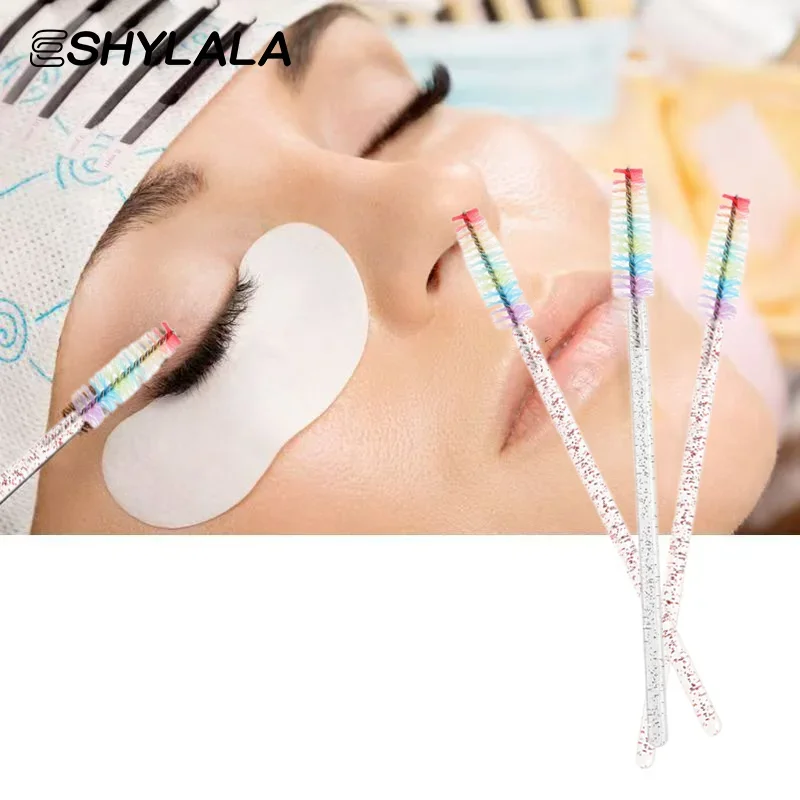Escova descartável colorida de cristal para cílios, 50 peças, extensão de cílios, varinhas de rímel, maquiagem profissional, ferramenta de beleza